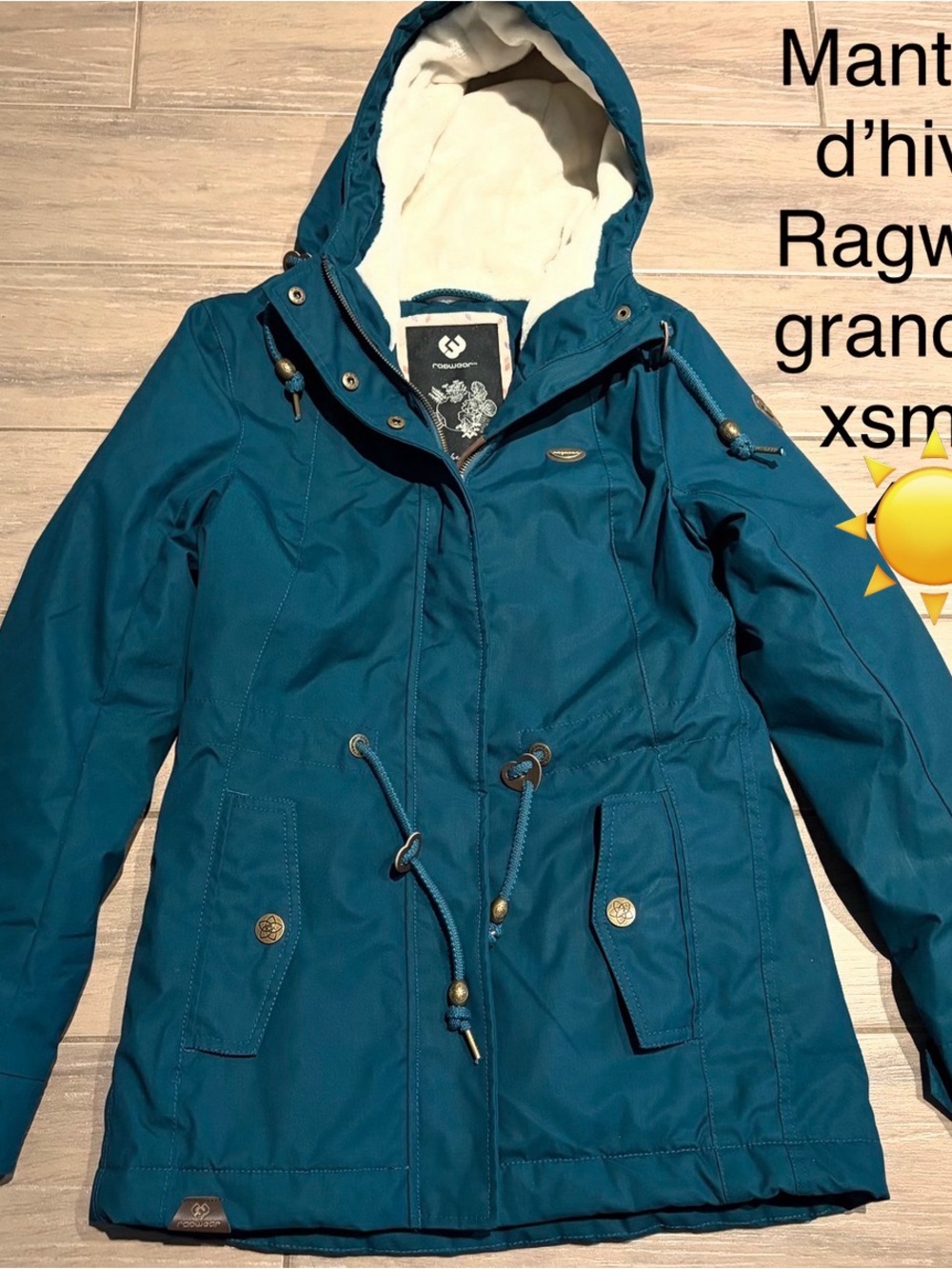 Teal Hooded Winter Coat - Women's XS